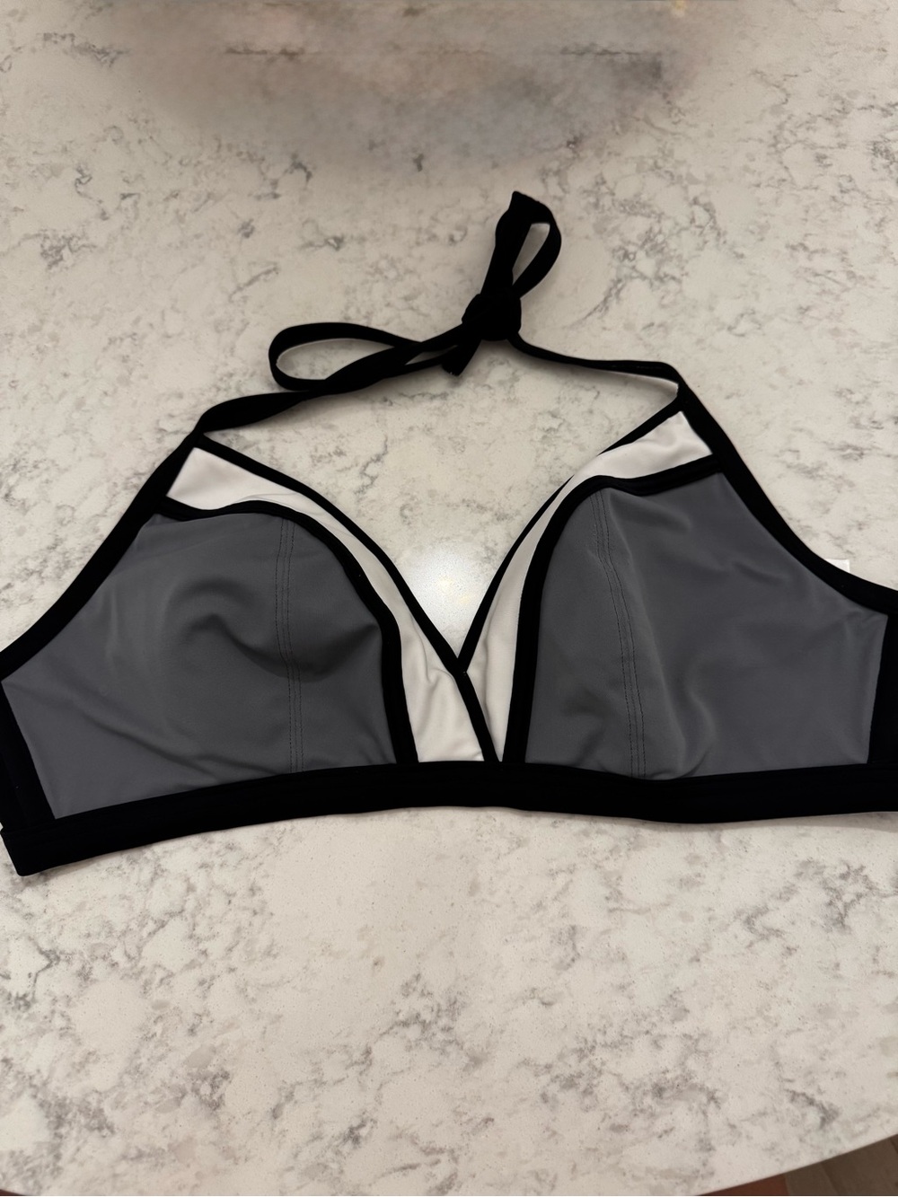 Freya US Size 36DD- Gray, White & Black Halter Bikini Top